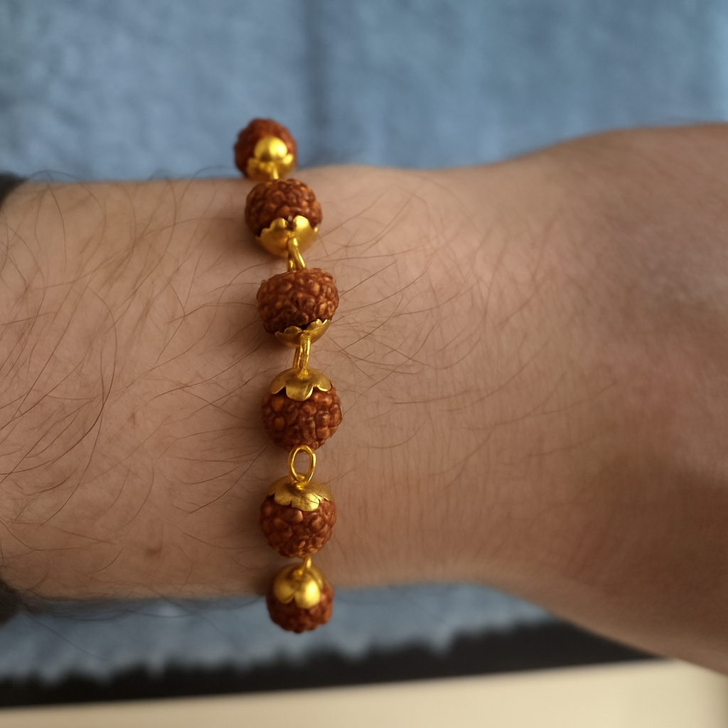 18K Rudraksh Gold Bracelet with BIS Hallmark (6 Gram) - Image 4