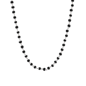 Original 925 Silver Black Rudraksha Mala (5 Mukhi, 6MM, 54 Beads, 27 Inchs)
