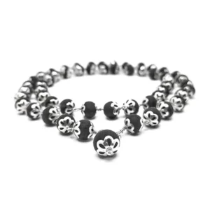 Original 925 Silver Karungali Malai with Cap (7MM, 54 Beads, 27 Inches)