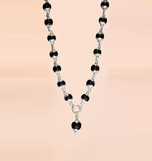 Original 925 Silver Karungali Malai with flower Cap (7MM, 54 Beads, 27 Inches) - Image 3