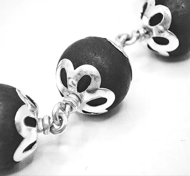 Original 925 Silver Karungali Malai with Cap (8MM, 54 Beads, 30 Inches) - Image 3