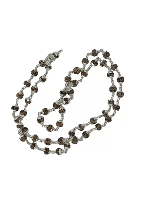 Original 925 Silver Rudraksha Mala (5 Mukhi, 8MM, 54 Beads, 30 Inchs) - Image 3