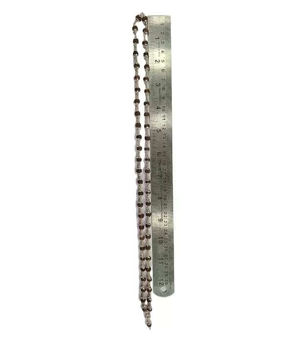 Original 925 Silver Rudraksha Mala (5 Mukhi, 6MM, 54 Beads, 27 Inchs) - Image 4