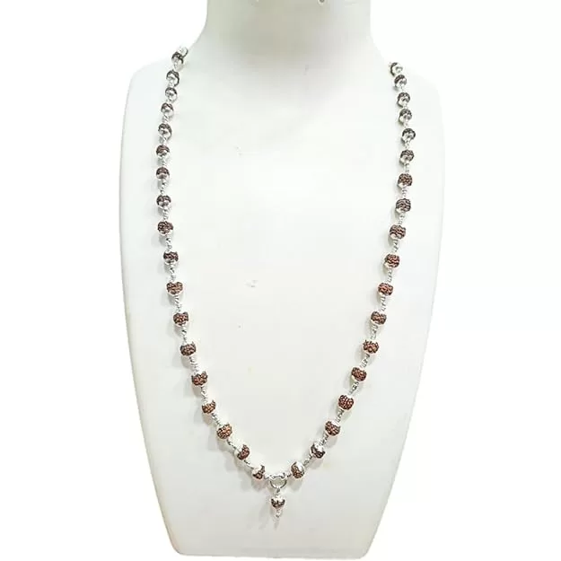 Original 925 Silver Rudraksha Mala (5 Mukhi, 8MM, 54 Beads, 30 Inchs) - Image 4