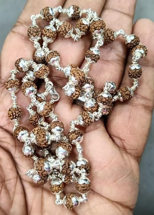 Original 925 Silver Rudraksha Mala (5 Mukhi, 8MM, 54 Beads, 30 Inchs) - Image 2