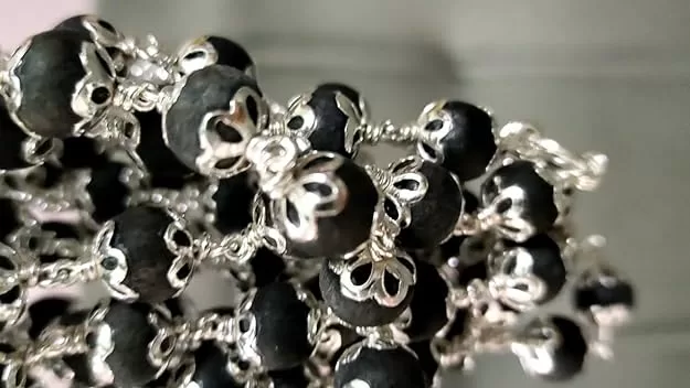 Original 925 Silver Karungali Malai with Cap (8MM, 54 Beads, 30 Inches) - Image 2