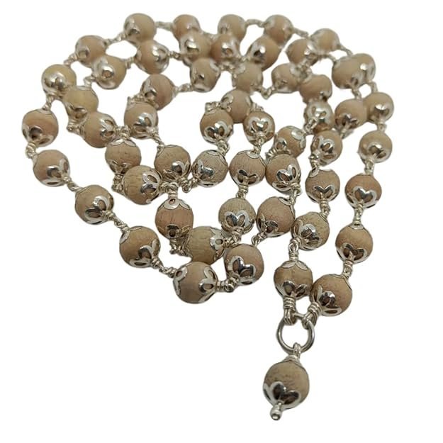 Original 925 Silver Tulsi Mala | Silver Thulasi Malai (8mm, 54+1 Beads, 30 Inchs)