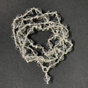 Original 925 Silver Sphatik Mala with Cap (7MM, 54 Beads, 26 Inches) | Silver Spadigam Mala For Men And Women