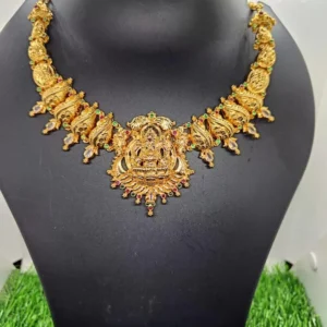 22k Gold plated Silver Necklace | 925 Silver Temple Jewellery Necklace For Women's & Girl's (40 Gram)