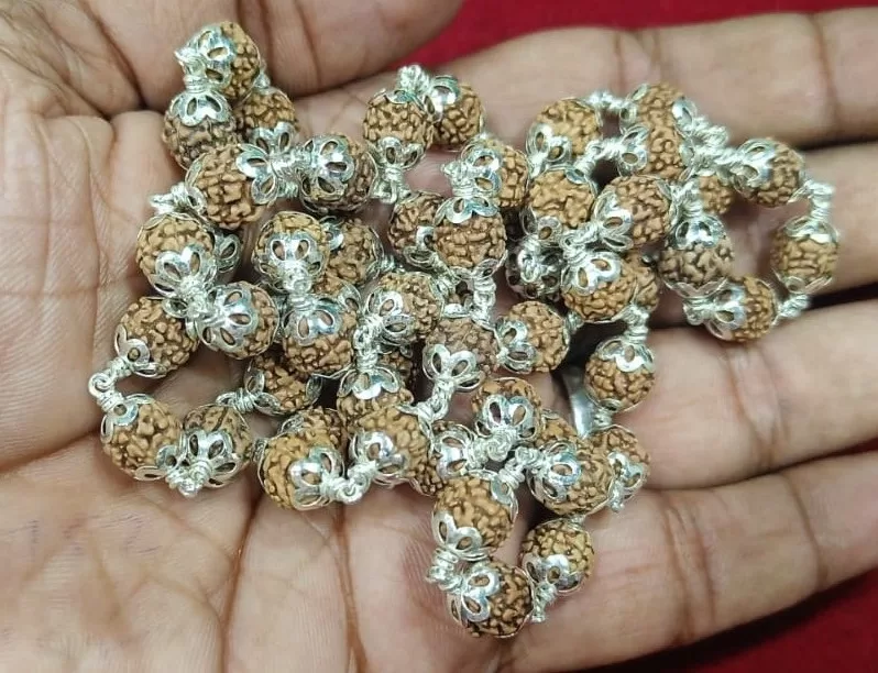 Original 925 Silver Rudraksha Mala (5 Mukhi, 8MM, 54 Beads, 30 Inchs) - Image 3