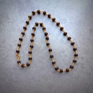 18K Gold Karungali malai (7MM, 24 inches, 54 Beads) with BIS Hallmark (12 Gram)