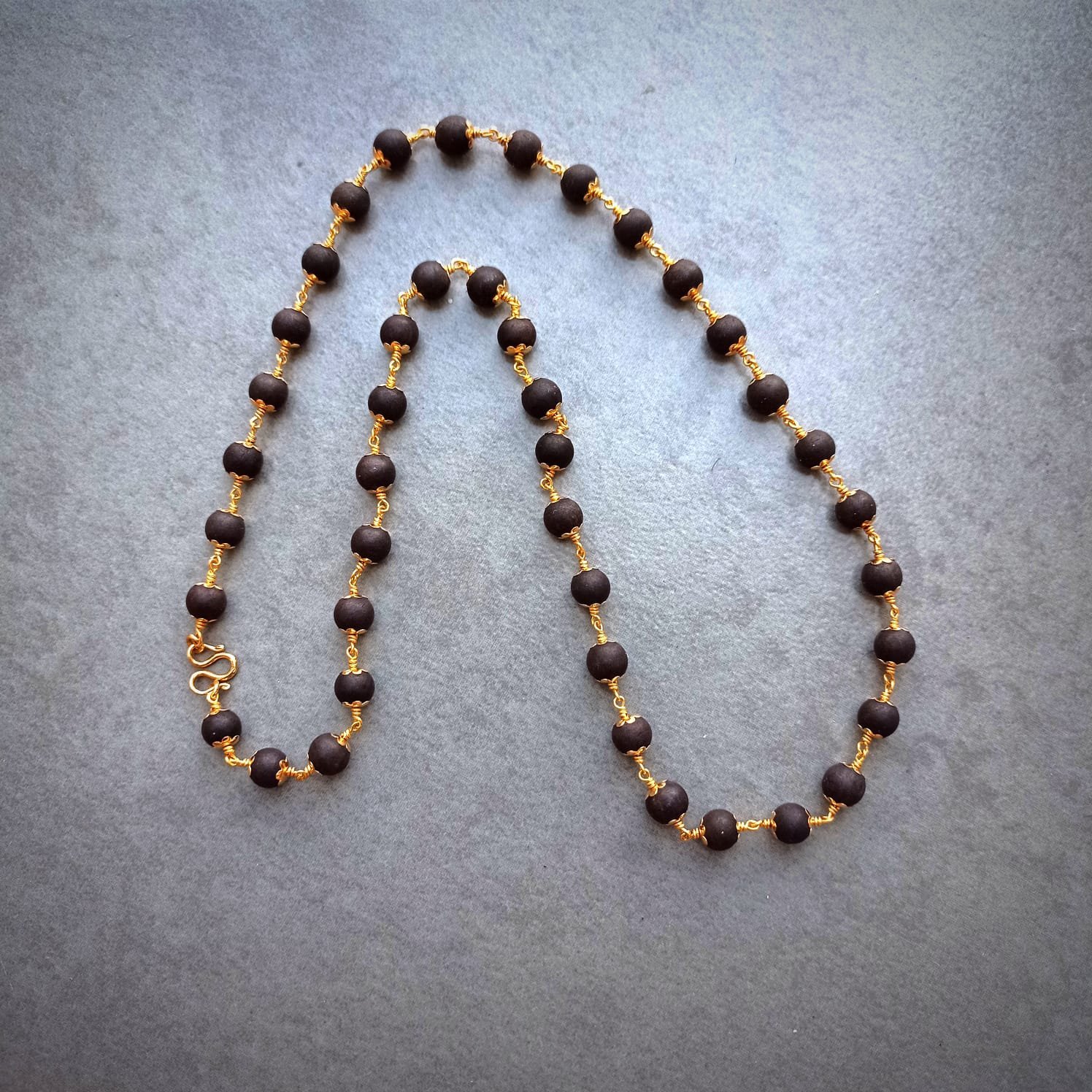 22K (916) Gold Karungali malai (7MM, 24 inches, 54 Beads) with BIS Hallmark (12 Gram)