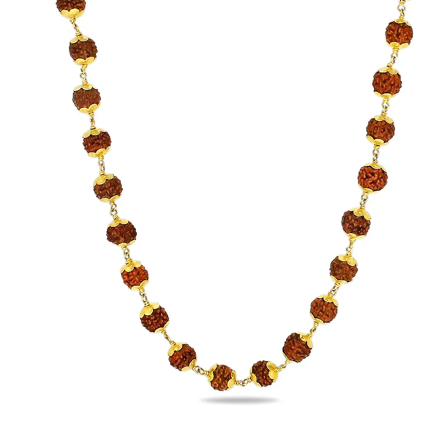 Original 18K Gold Rudraksha Mala (Yellow Gold, 16 gram) with BIS hallmark(5 Mukhi, 8MM, 54 Beads, 28 Inchs) - Image 4
