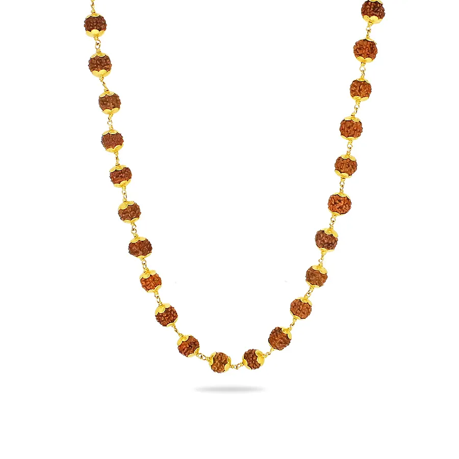 Original 18K Gold Rudraksha Mala (Yellow Gold, 16 gram) with BIS hallmark(5 Mukhi, 8MM, 54 Beads, 28 Inchs) - Image 2