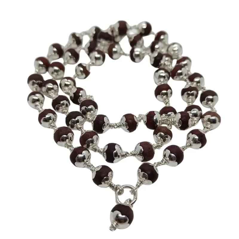 Original 925 Silver Sengali Malai with Cap (8MM, 30 inch, 54+1 Beads)