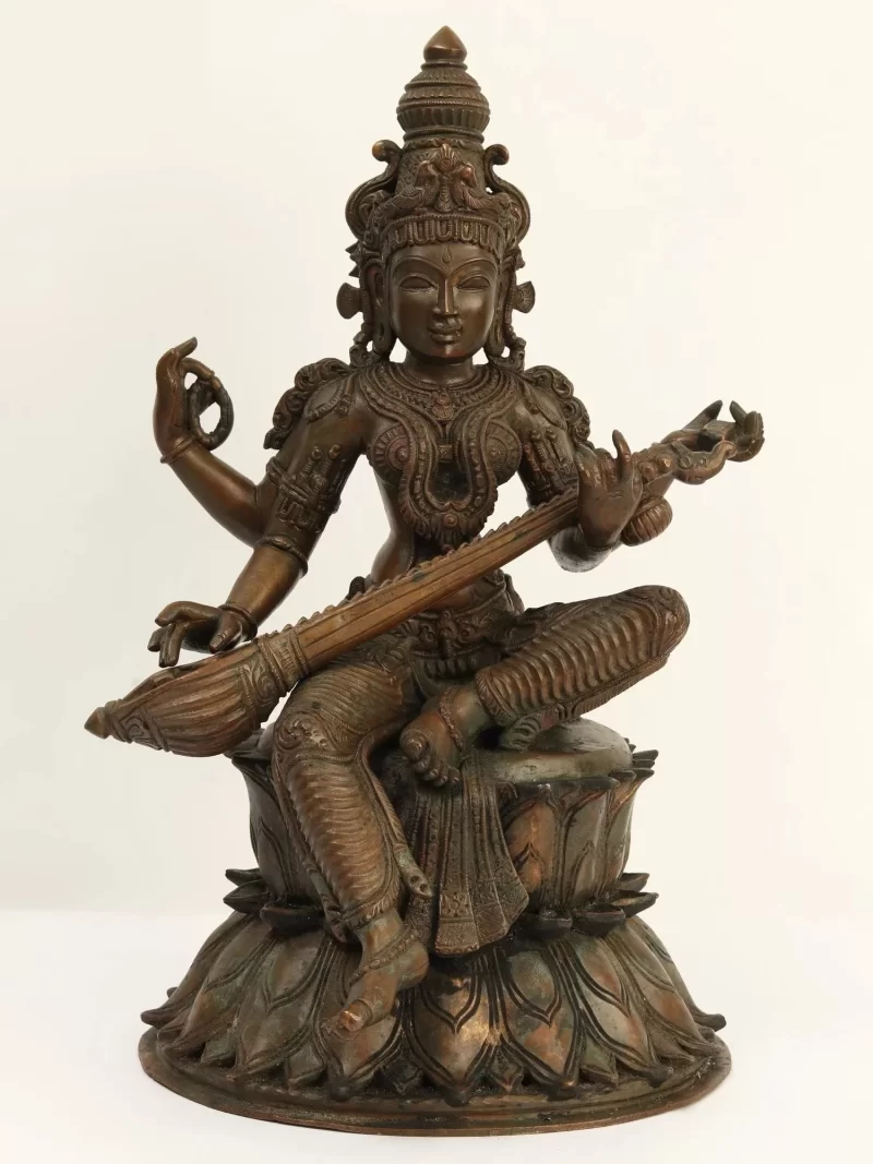 Panchaloga/Impon Goddess Saraswati Statue (15 inch)