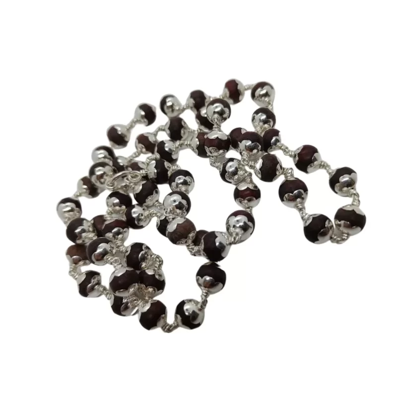 Original 925 Silver Sengali Malai with Cap (8MM, 30 inch, 54+1 Beads) - Image 2