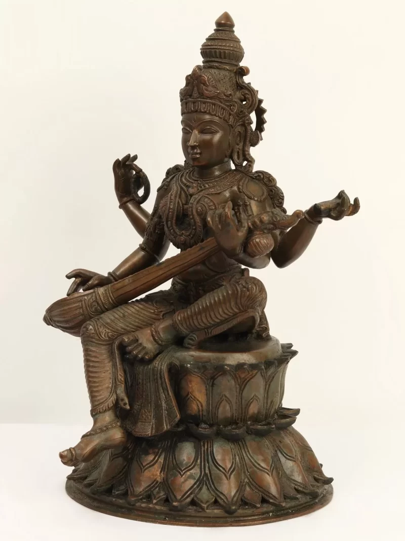 Panchaloga/Impon Goddess Saraswati Statue (15 inch) - Image 2
