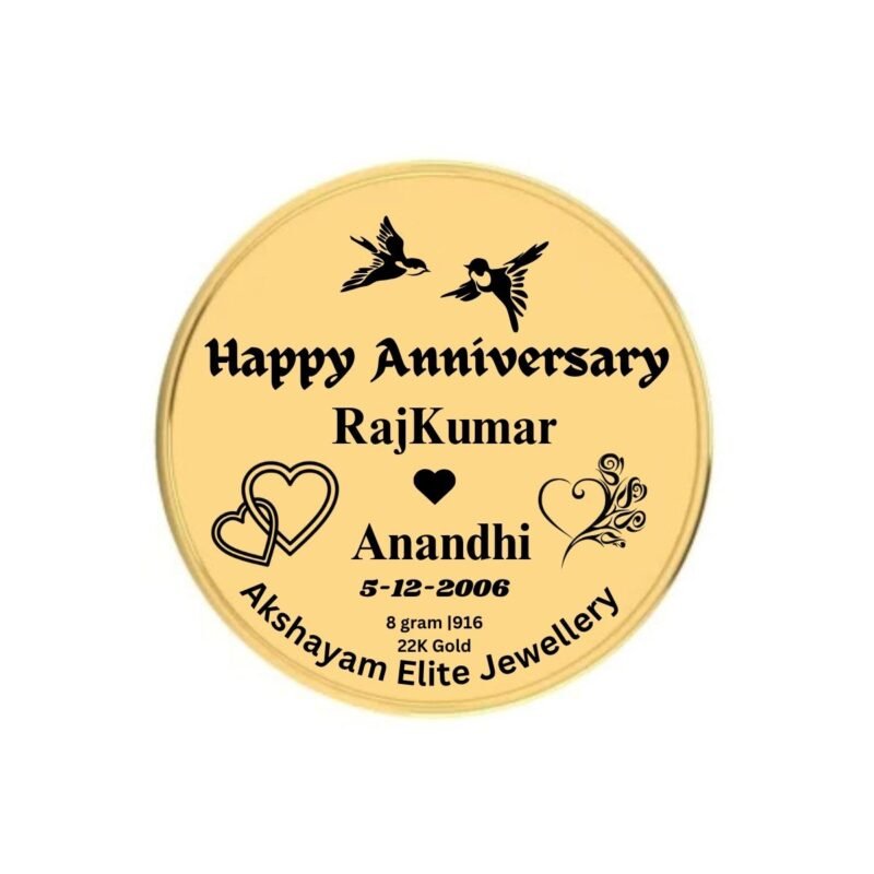 22K (916) Photo Engraved Gold Coin with BIS Hallmark (8 Gram) - Image 2