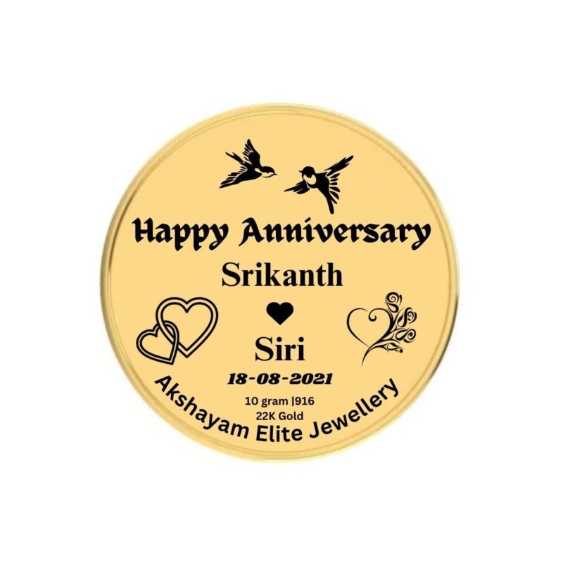 22K (916) Photo Engraved Gold Coin with BIS Hallmark (10 Gram) - Image 2