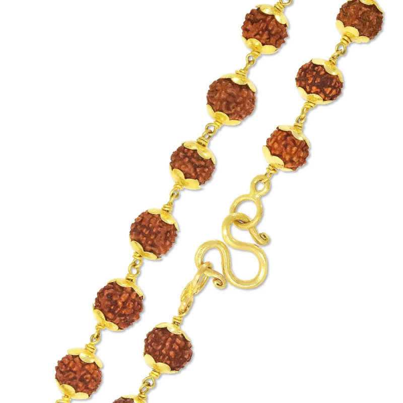 Original 916 Gold Rudraksha Mala (18 gram) with BIS hallmark(5 Mukhi, 8MM, 54 Beads, 28 Inchs) - Image 3