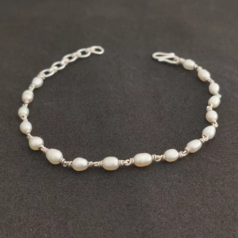 Original 925 silver pearl bracelet for women | Silver Pearl bracelet for girls