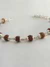 Original 925 Silver Rudraksha Bracelet for Men & women | (7 MM Natural Beads- Brown Colour - Lab Certified)