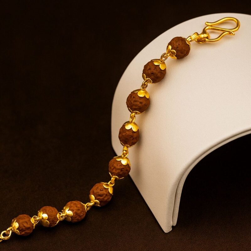 18K Rudraksh Gold Bracelet with BIS Hallmark (6 Gram) - Image 3