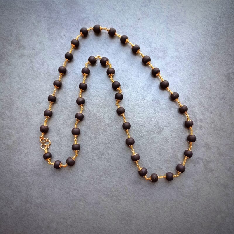 22K (916) Gold Karungali malai (7MM, 24 inches, 54 Beads) with BIS Hallmark (12 Gram)