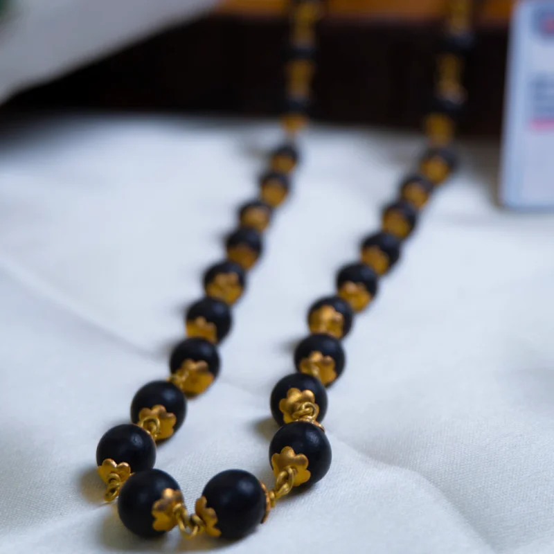 22K (916) Gold Karungali malai (7MM, 24 inches, 54 Beads) with BIS Hallmark (12 Gram) - Image 2