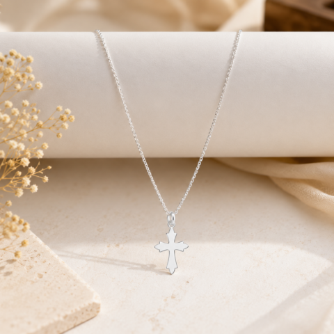 925 Sterling Silver Chain with Cross Pendant | Minimalist Religious Pendant | Daily Wear Gift | Light weight chain - Size 18 inches
